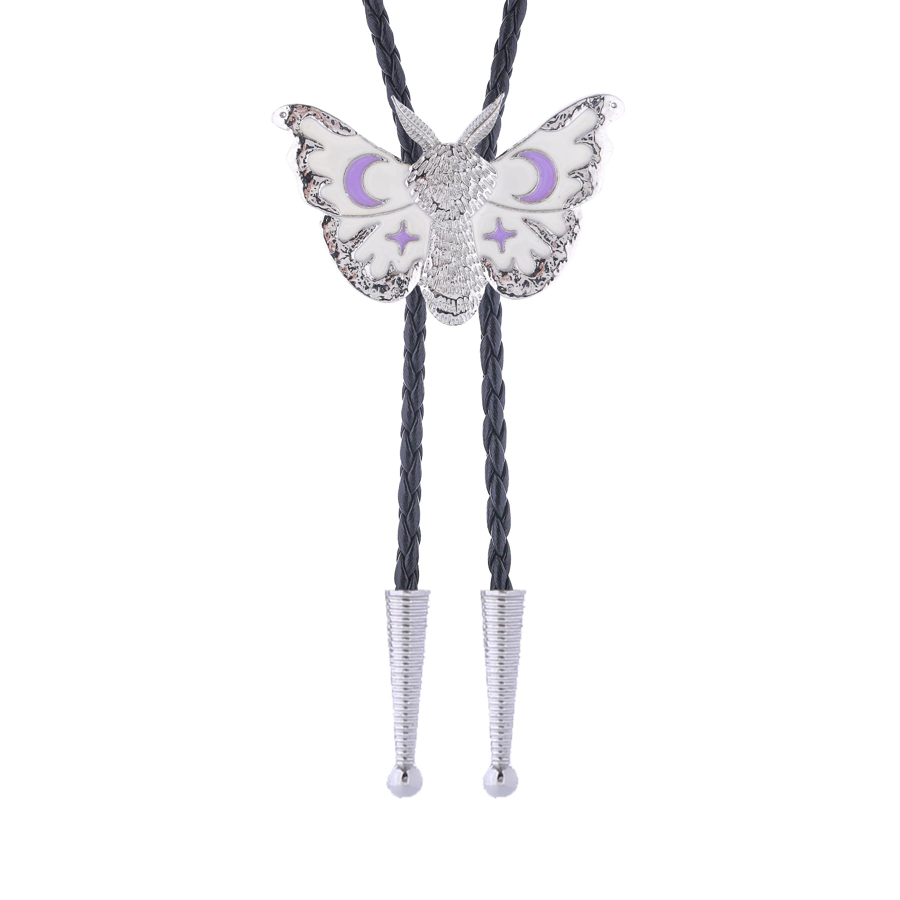 Btilasif Bolo Tie for Men Women, Western Cowboy Bolo Tie, Star Moon Butterfly Necklace Neckties, Cowboy Accessories Western Gifts for Men Women, White