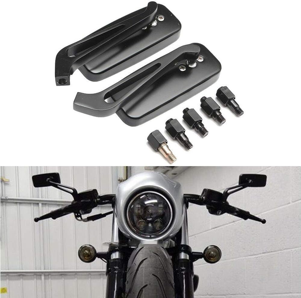 Universal Black Rectangle Bobber Mirrors Blue Mirror Reducing Glare Motorcycle Rear View Mirrors for Harley Honda Kawasaki Cruise Dirt Bike