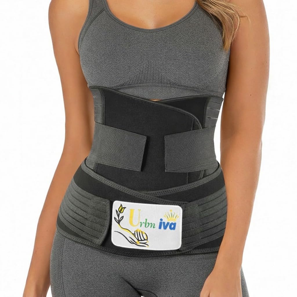 urbniva 3-in-1 Postpartum Abdominal Belt for Women – After Delivery Belly, Waist & Pelvis Support | Tummy Compression Shapewear Wrap | Free Size 30–46 Inch | Neoprene Blend | Black-picture-54