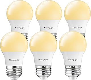 MorningLight A15 LED Bulb, 60Watt Equivalent, 3000K Soft White, 6.5W 600 Lumens, E26 Base, Non-Dimmable, ETL Listed, A15 6.5W LED Bulb for Ceiling Fan, Modern & Rustic Lighting Fixtures, 6-Pack