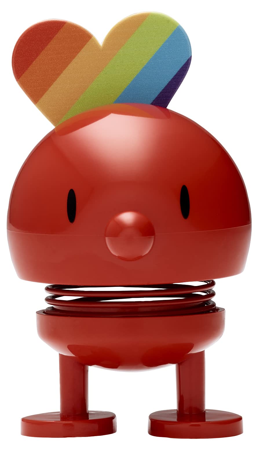 HoptimistRainbow Bumble, Home Decor Ornament - Danish Design, Plastic W/Metal Spring, Small- Creates Cheerful Movement- (Red)