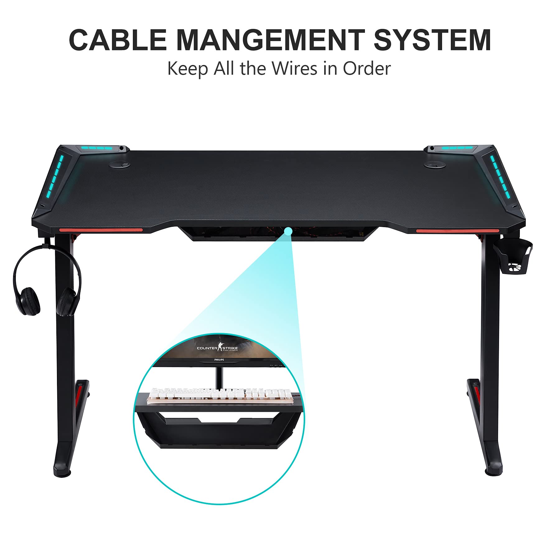 Tribesigns ZShaped Gaming Desk, Large Gaming Table PC Computer, Desk