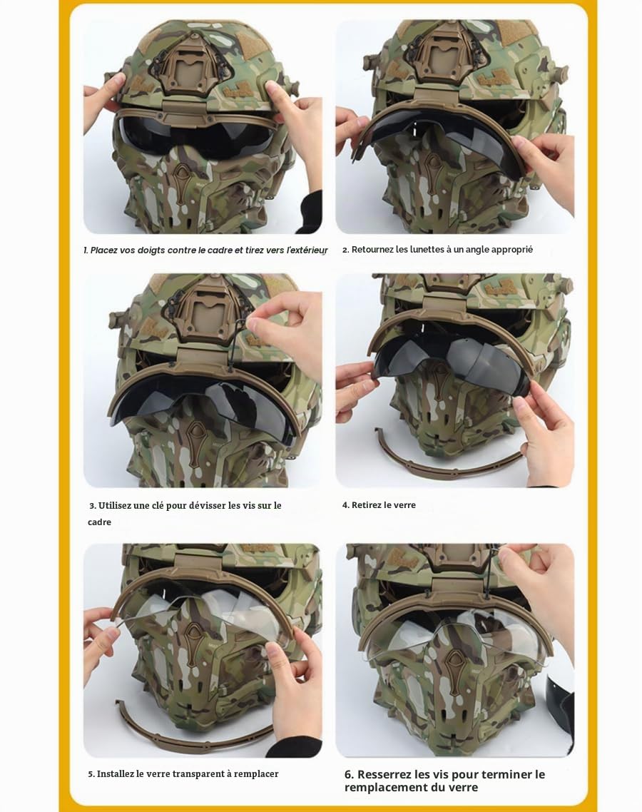 ACEXIER Casque Tactique Airsoft Casque intégré Anti-buée Ventilateur Assaut Masque Amovible Paintball Airsoft Équipement Protection Casque