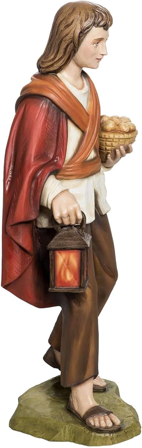 Holyart Nativity Scene Fiberglass Figurine, Shepherd with Bread 60 cm