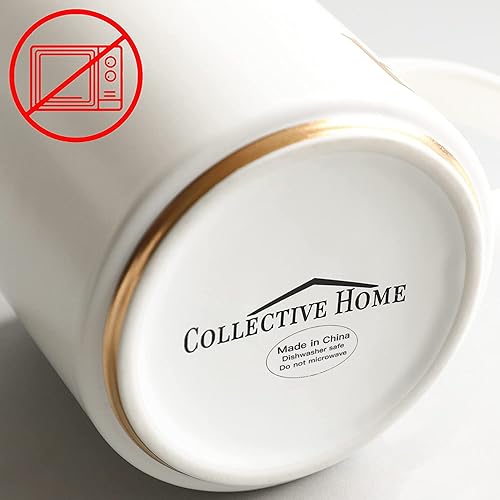 Miniatura 4 de COLLECTIVE HOME - Tazas de cerámica con monograma, tazas de café con inicial dorada de 15 onzas, elegantes tazas de té del alfabeto, elegante taza