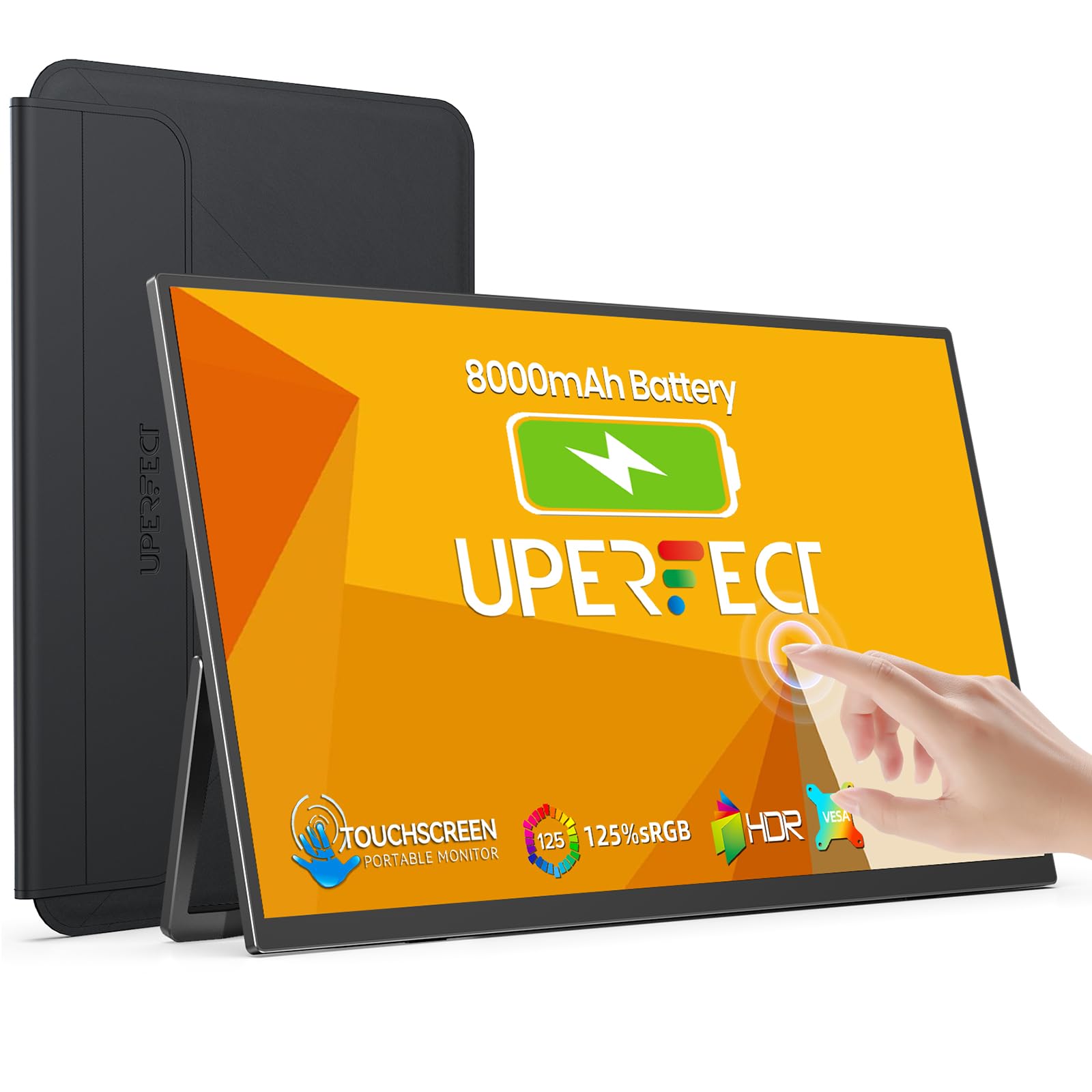 UPERFECT 15.6" Portable Monitor Touchscreen w/8000mAh Rechargeable Battery