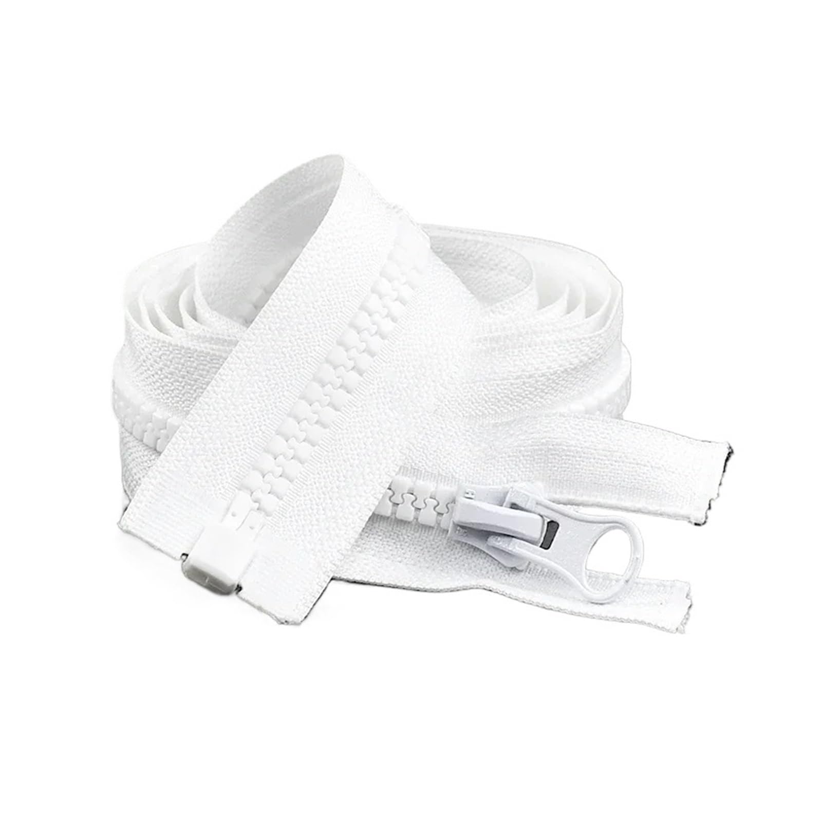 1pc 60-300cm 5# Sewing Resin Zipper Single/Double Sliders Open-End Zippers Long Tent Coat Clothes Zip Repair DIY Accessories(White-Single,120cm No5)