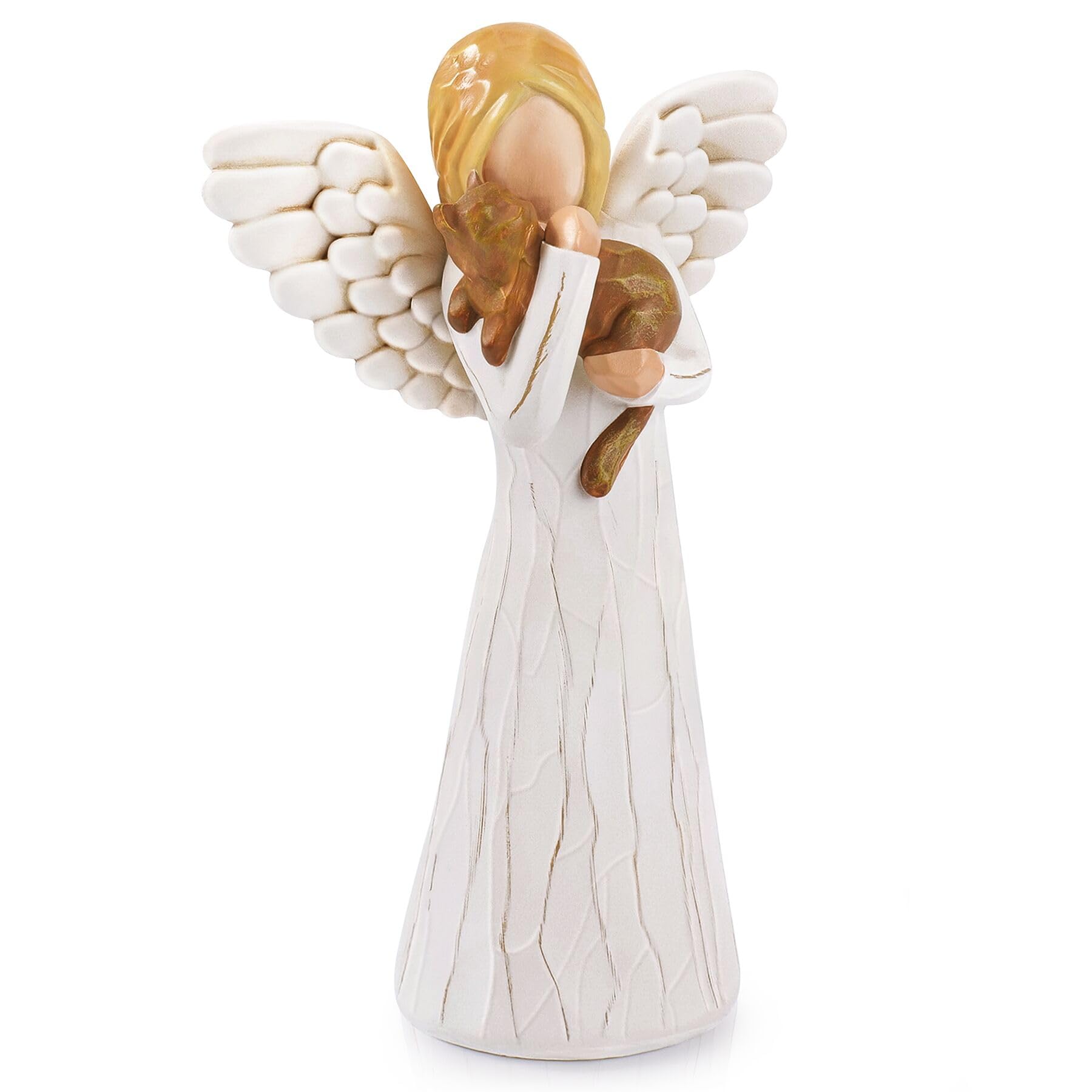 Cat Memory Figurines Pet Loss Figurines for Pet Lover Gift Angel Figurine Remembrance Angel Figurine Friendship Cat Memorial Gifts Hand-Painted Figurines Ornaments Guardian Friendship Kitten Statue