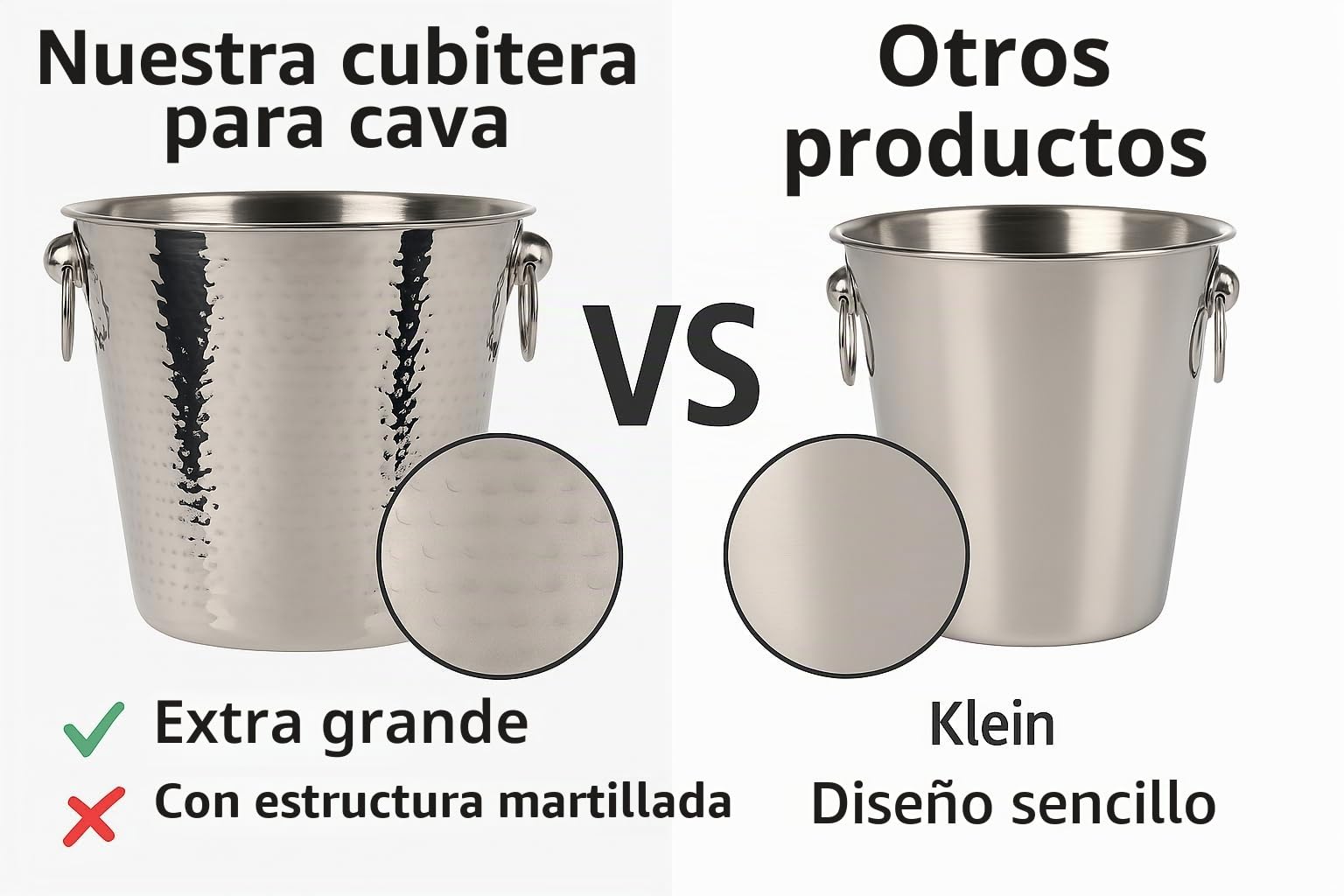 Bambelaa! Enfriador de champán, Acero Inoxidable, Grande, de Doble Pared, para Vino, champán, Color Plateado (diámetro Aprox. 20 cm)