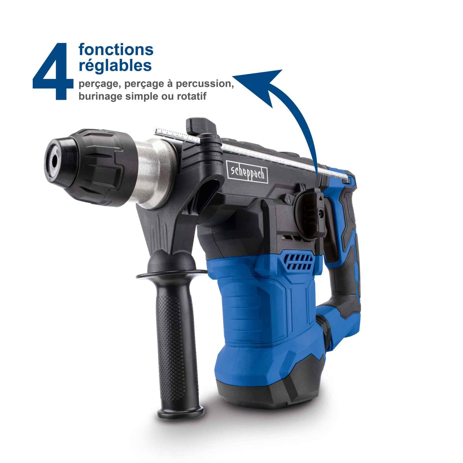 Scheppach Marteau perforateur électrique DH1500 Plus forets & burins incl. | Puissance 1500 W – Force d’impact 7 J – 4250 coups/min – Mandrin SDS-Plus