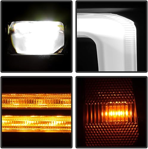 Miniatura 6 de KEEKPO - Para Ford F150 2021 2023 Faros delanteros con proyector LED completo negro con par de señal secuencial izquierdo+derecha