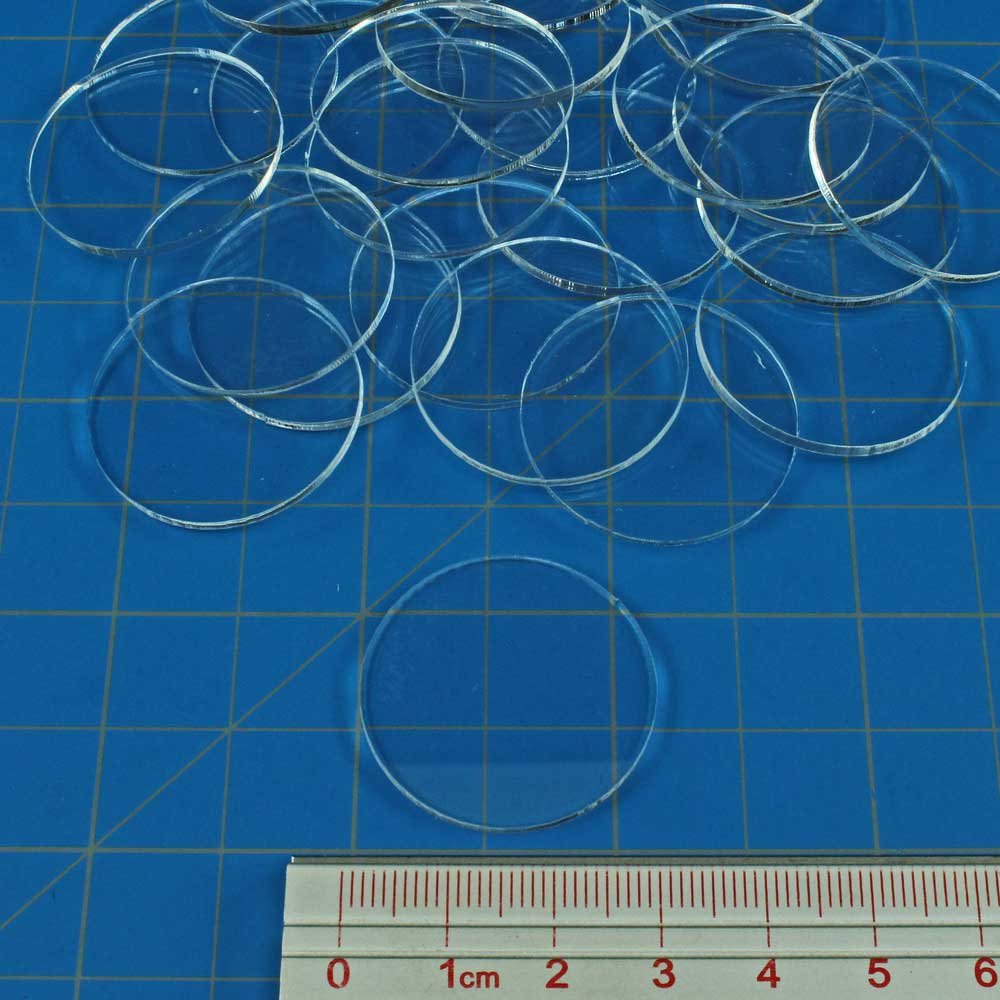 LITKO 3mm Clear Miniature Bases - 25 Pack 30mm Round Acrylic Stands For Tabletop Gaming
