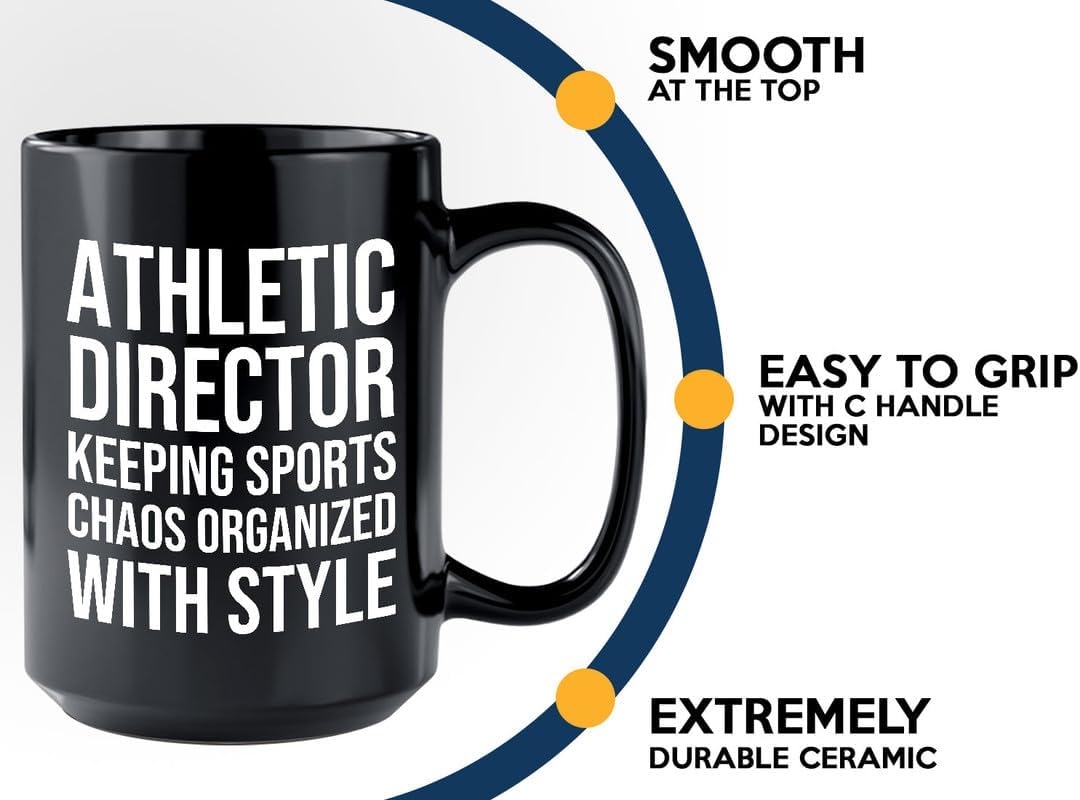 Bubble Hugs Athletic Director Coffee Mug 15oz Black - Sports Chaos Organized - Athletic Director Gifts Athletic Trainer Gifts Athletic Gifts For Women