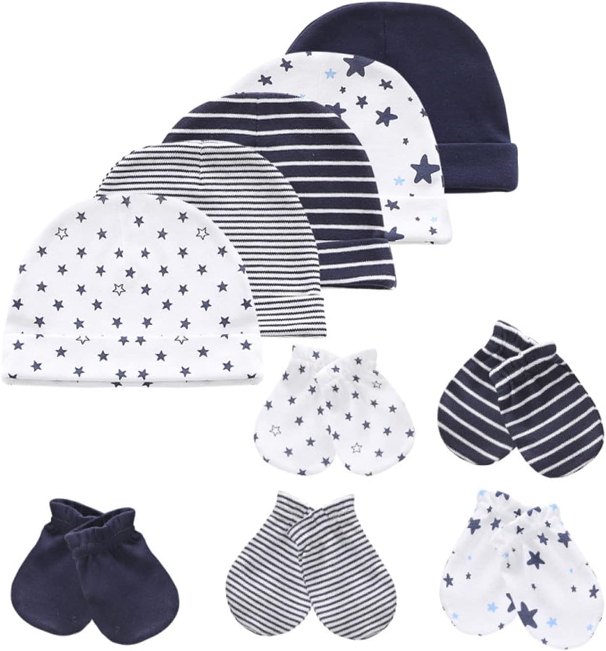 Baby Hat and Mittens Set Newborn Baby Hats Caps for Baby Boys Girls 0-6 Months 100% Cotton Baby Hat and Mittens Set Newborn Baby Hats Caps for Baby Boys Girls 0-6 Months 100% Cotton