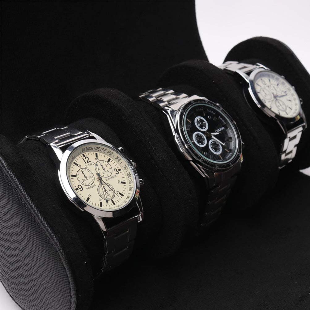 Scicalife Étui de Voyage de Rouleau de Montre - Boîte de Rangement pour Montre Ronde Rétro Améliorée Rangement pour Montre à 3 Fentes en Cuir PU