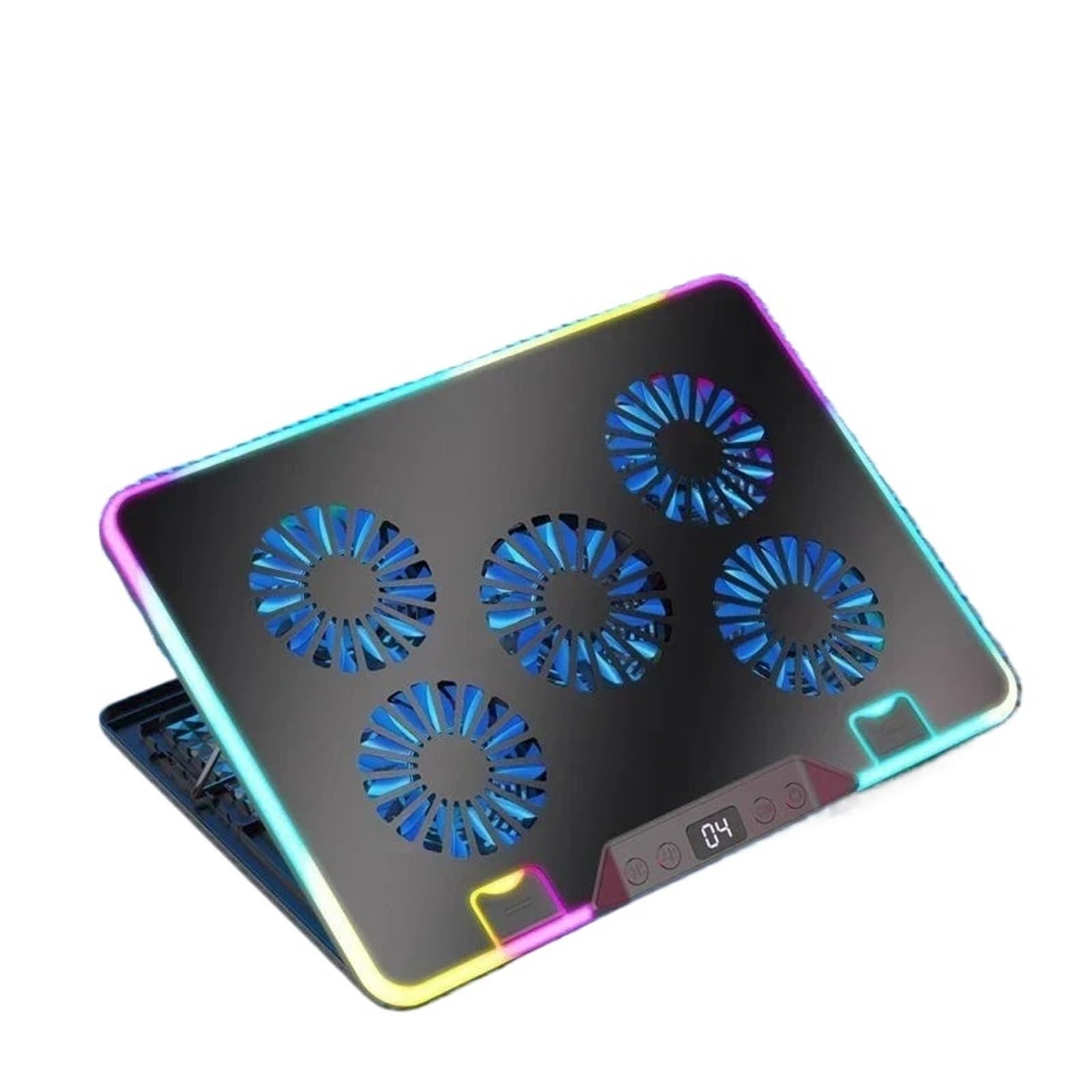 F36 Gaming Laptop Cooling Pad con 5 Ventole Dual USB LED Screen Laptop Notebook Cooler Stand for 11-17.3 '' Staffa Regolabile A 7 Angoli(F36-5 Fans-Black)
