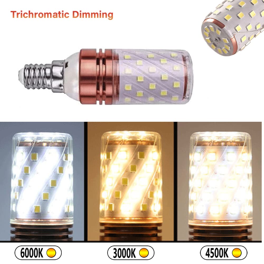 Bombillas Paquete de 10, bombilla LED de maíz de 16 W (equivalente a 160 W) sin estroboscópico, no regulable CA 100 V-240 V casquillo E14 de corriente constante, hogar/comercial (Tricolor Dimming E14)