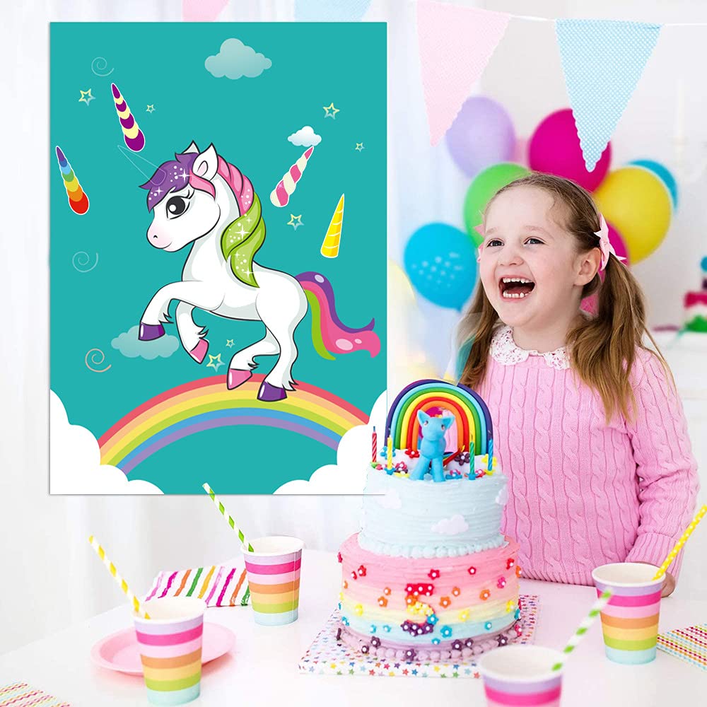 Gioco Pin The Horn On The Unicorn Per Feste - Poster, Maschera E 24 Corna - Foto 10