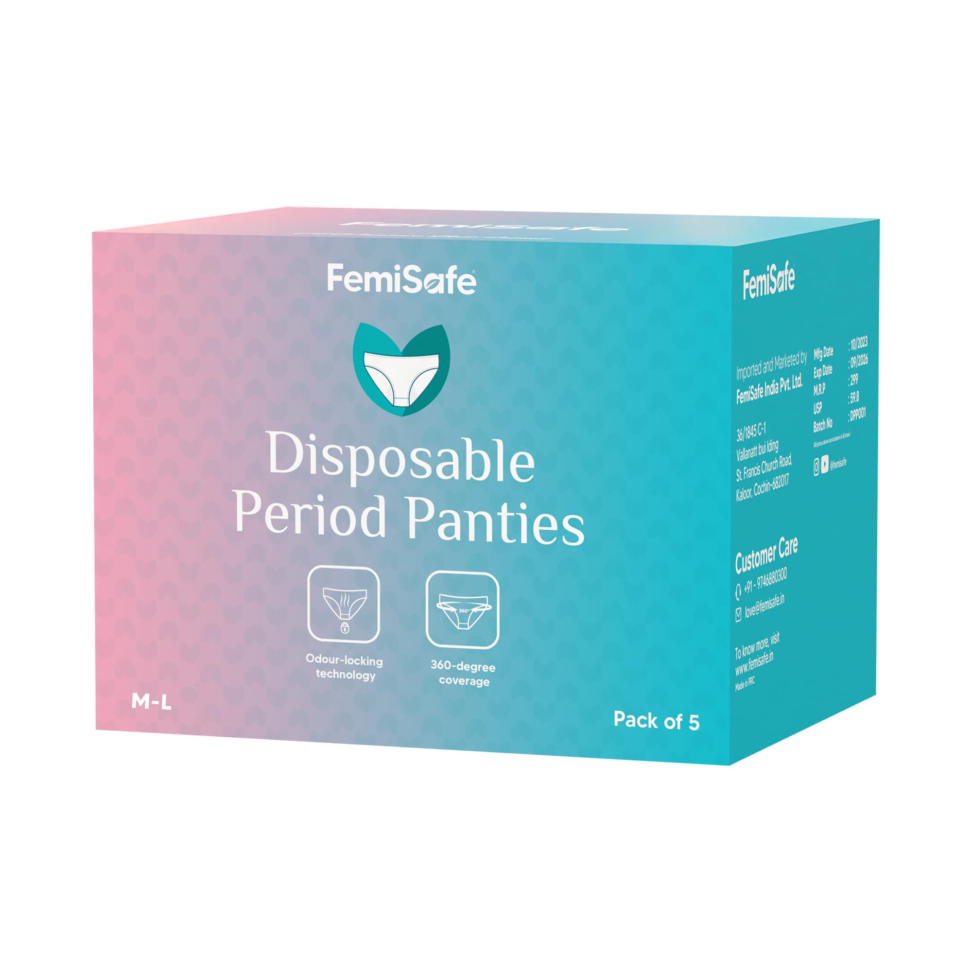 FemiSafe Disposable Period Panty for Women - Enhanced Overnight Protection, 360° Leak Proof Barrier, Ideal for Heavy Flow & Postpartum - Comfortable period panties for women,100% Sanitary & Absorbent (B0CP2GQP6Y) Amazon Price History, Amazon Price Tracker