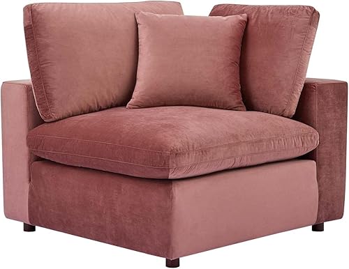 Miniatura 5 de Modway Commix Sofá de 4 plazas de terciopelo de alto rendimiento relleno de plumón, rosa polvoriento