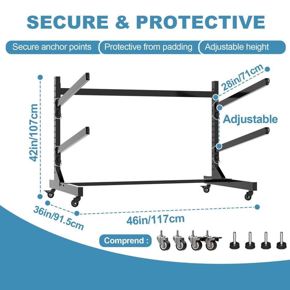 Porta Kayak Indipendente a 4 Livelli con Freni, stoccaggio in Acciaio Resistente per Tavole da Surf per Tavole da Surf, organizzatore Verticale Portatile per l'uso Esterno del Garage