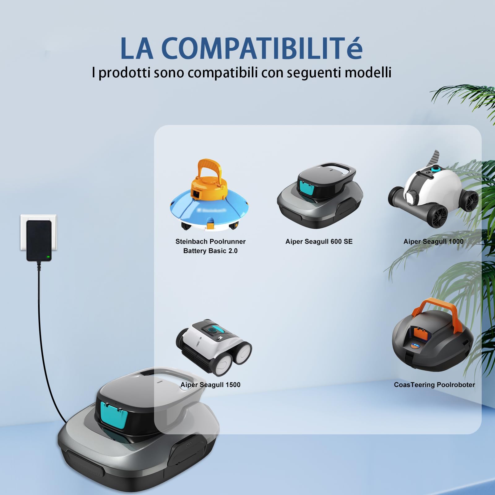 12.6V Chargeur Aspirateur Compatible avec Aiper Scuba SE Piscine sans Fil Robot Chargeur pour Aiper Seagull 600 SE 1000 1500 P1111 Pilot H1 pour Steinbach Poolrunner Batterie Basic 2.0 Piscine Robot