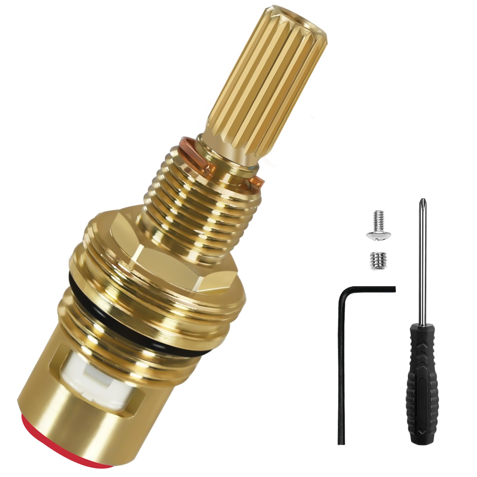 Brass 1-002 Ceramic Valve Set - Compatible with Ho widespread Cartridge Replacement, Compatible with Newport, Brass Body Construcitonn, Easy Installation (Brass 1-002)