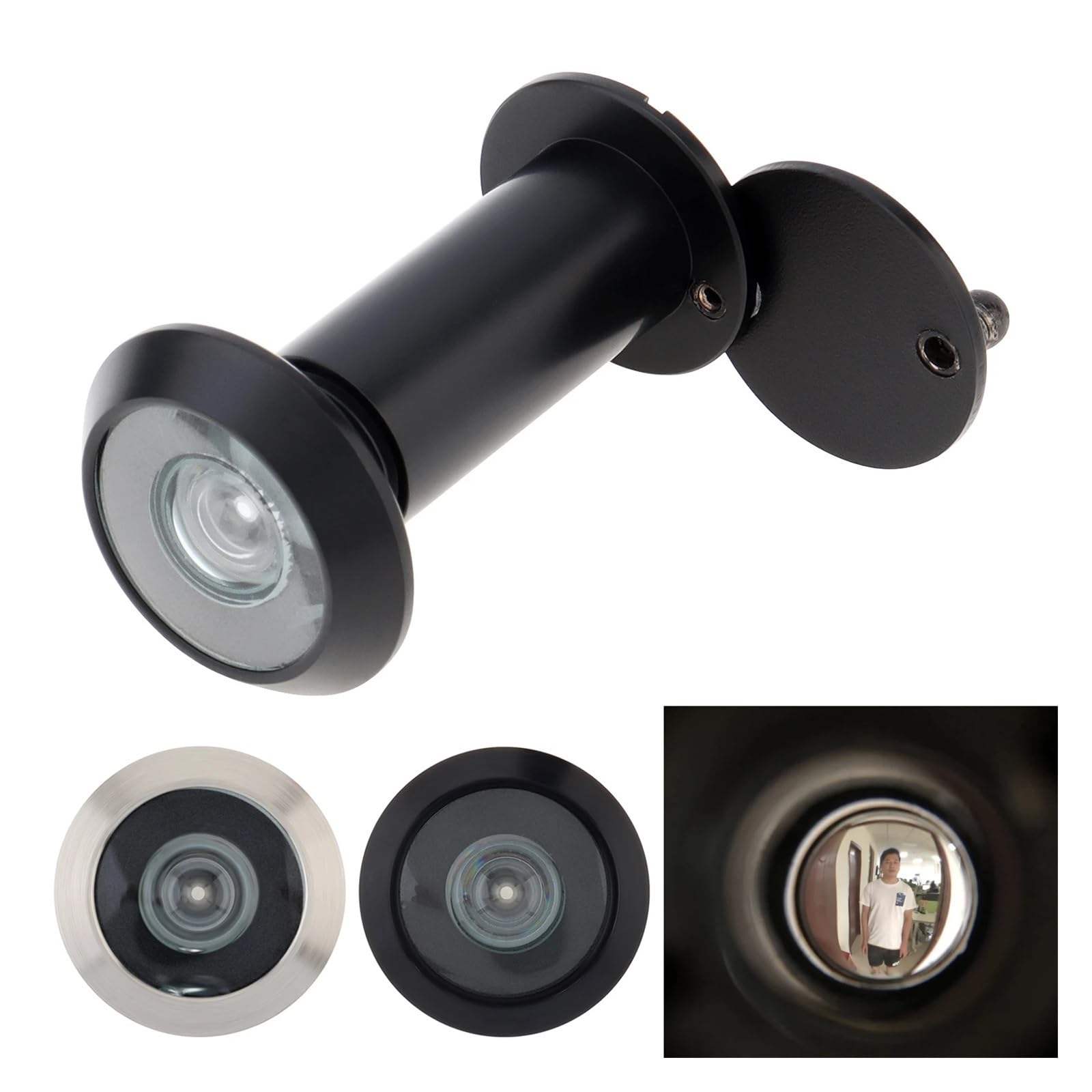 2 Piece 14mm Solid Brass 180 Degree Door Viewer for 1.33 to .3 inch Thickness High Definition Security Peek Peep Holes for Home(Color-Black)