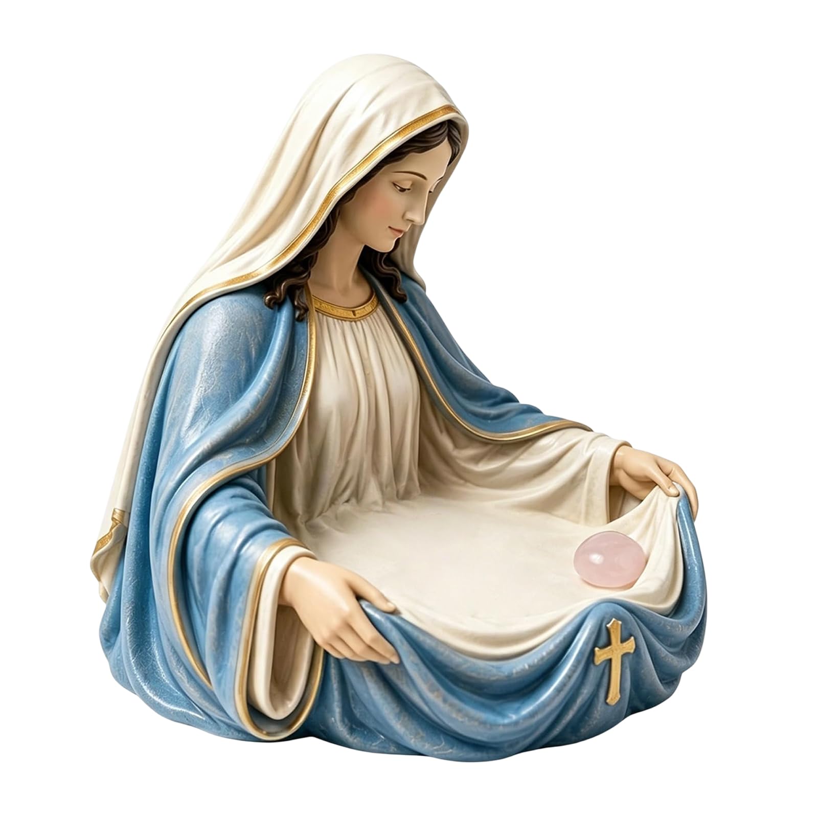 Hredyqw Our Lady of Statue Virgin Marys Keepsakes Rosary Holder Blessed Mother Figurines Catholic Gifts for Women Religious Home Decor Virgin Marys Statue
