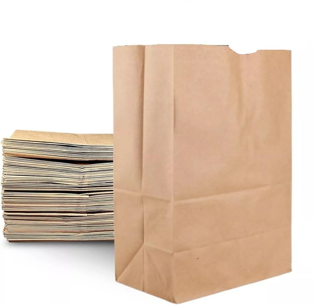 Large Heavy Duty Kraft Brown Paper Barrel Sack Bags, 52 lb Basis Weight – 10 1/8 x 6 3/4 x 14 3/8 Inches – Extra Strong Grocery Bags for Shopping,