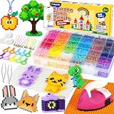 Caydo Fuse Beads Iron Kit with Design App & 200+ Patterns for Beginners, 10500pcs 36 Colors 5mm Iron Beads for Kids Kit, Customizable Melting Bead Kit for 5-12 Girls DIY Craft Gift