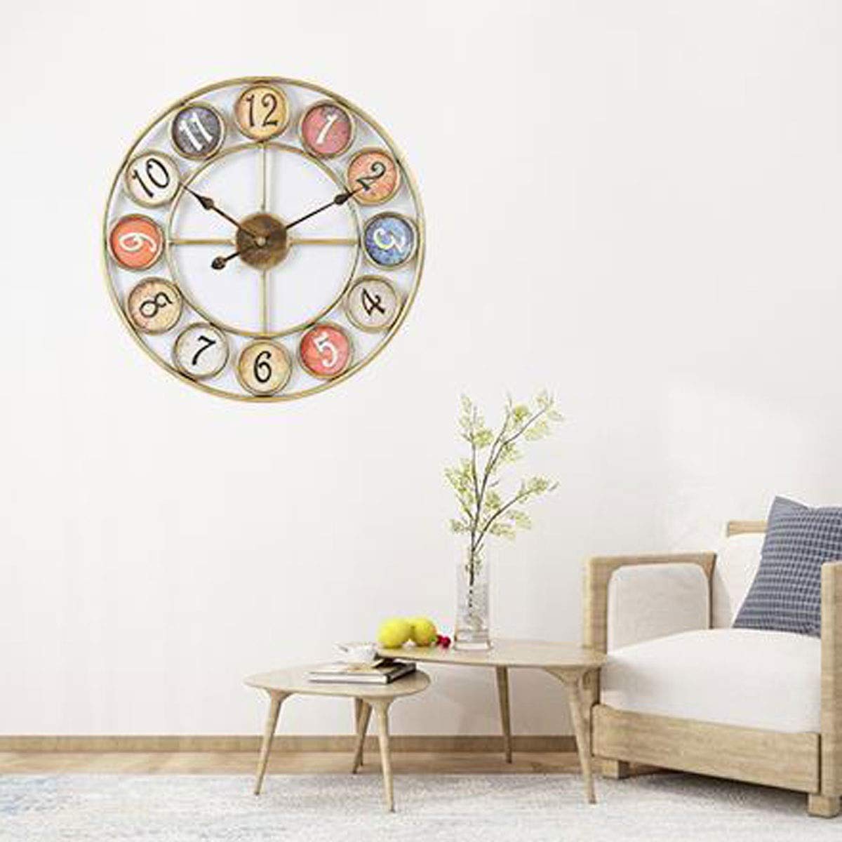 Reloj de Pared Reloj de Pared de 24 Pulgadas Retro Pastoral Hierro...(Brass)