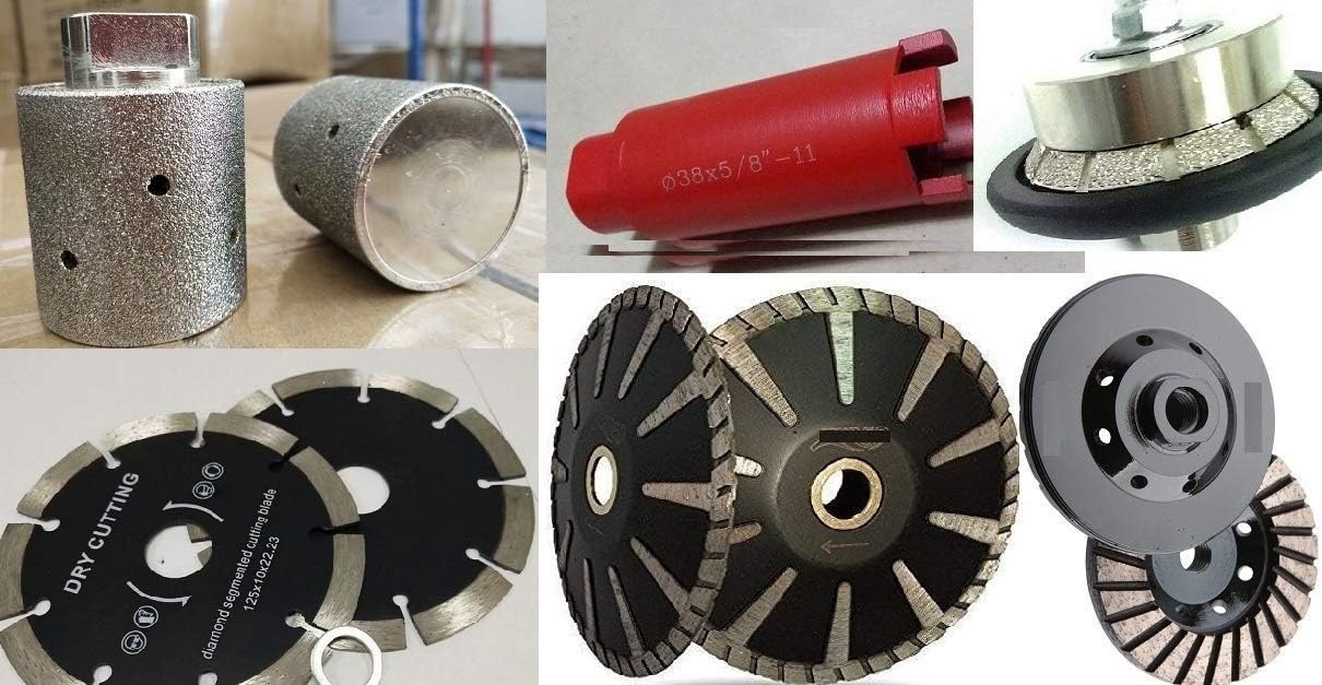 Diamond 1 3/8" Diamond zero tolerance grinding drum core bit 3/8" Bevel Bullnose Router Bit Profile Wheel 4" Grinding cup 5" convex blade straight cutting blade stone concrete granite marble