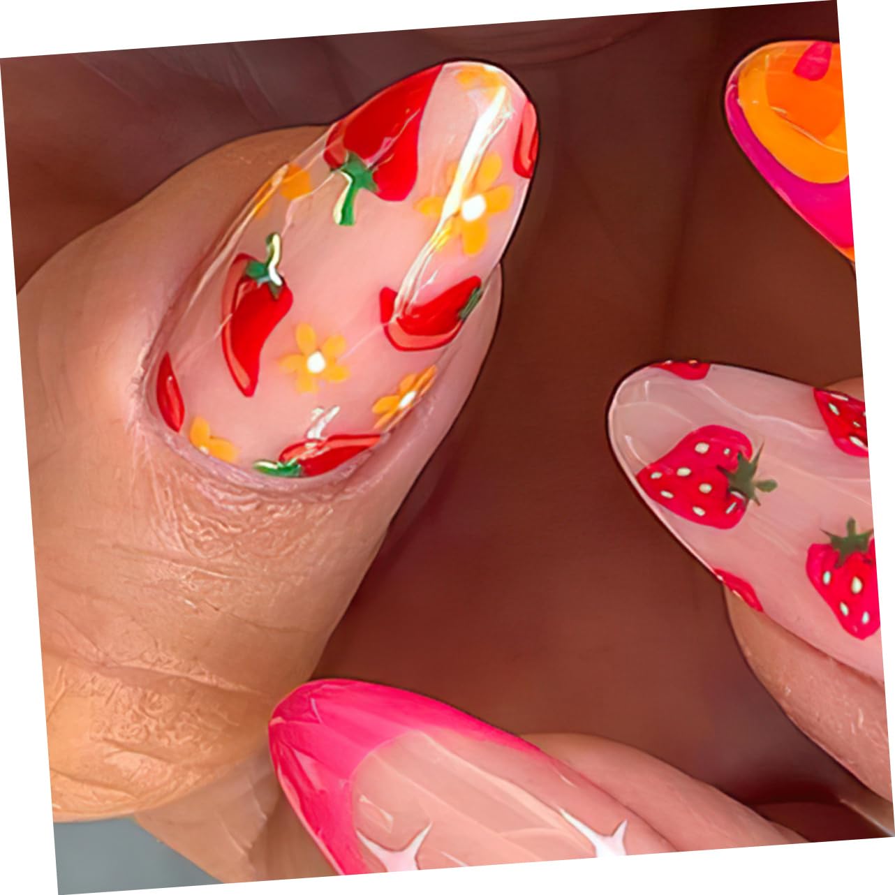 FRCOLOR 144 Pz Finte Di Frutta e Verdura Consigli Per Finte Manicure Finte Finte Con a Frutta Pressione Media Sulle Kit Per Materiale Abs