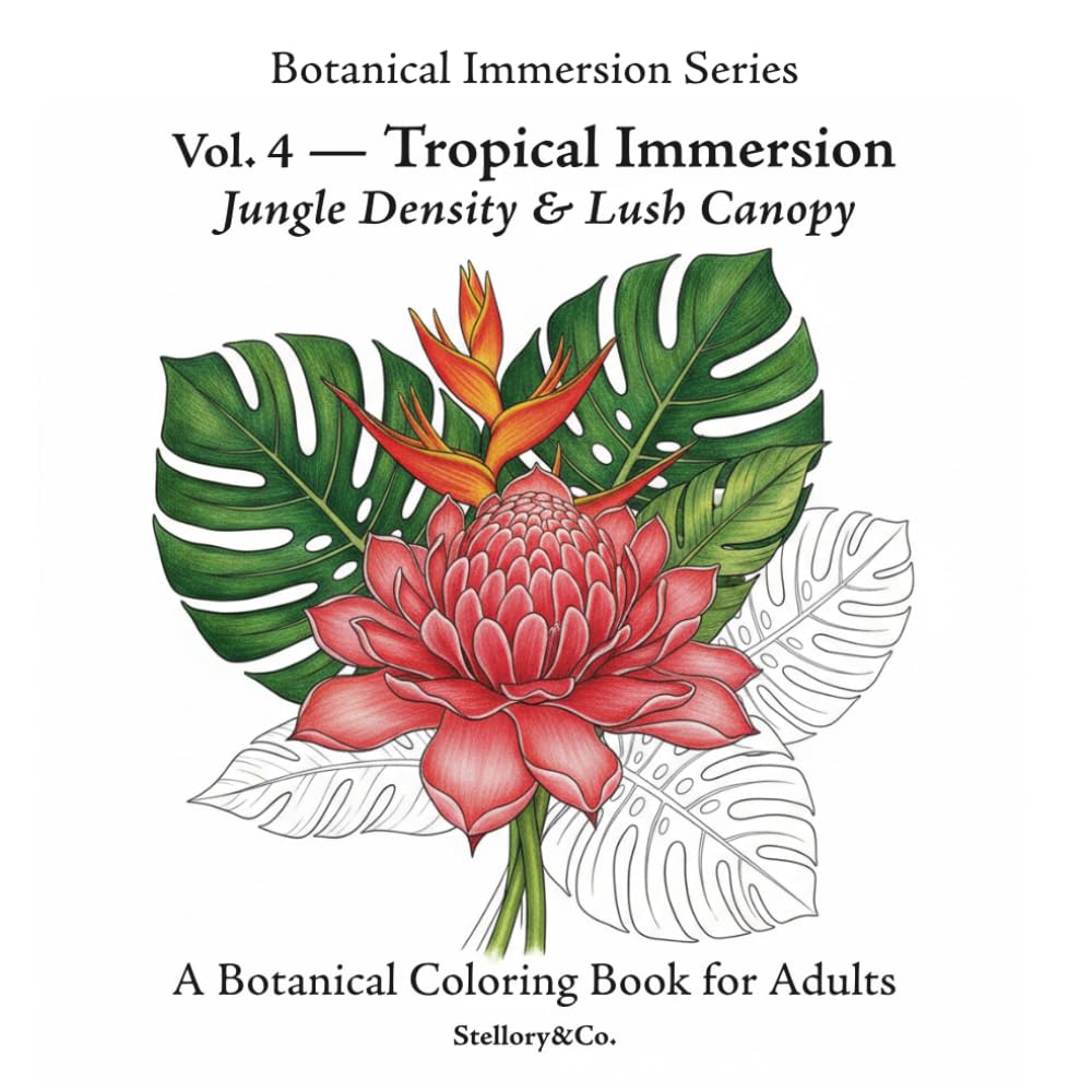Tropical Immersion Tropical Plants Coloring Book for Adults: Jungle Density & Lush Canopy — Botanical Immersion Series Vol. 4