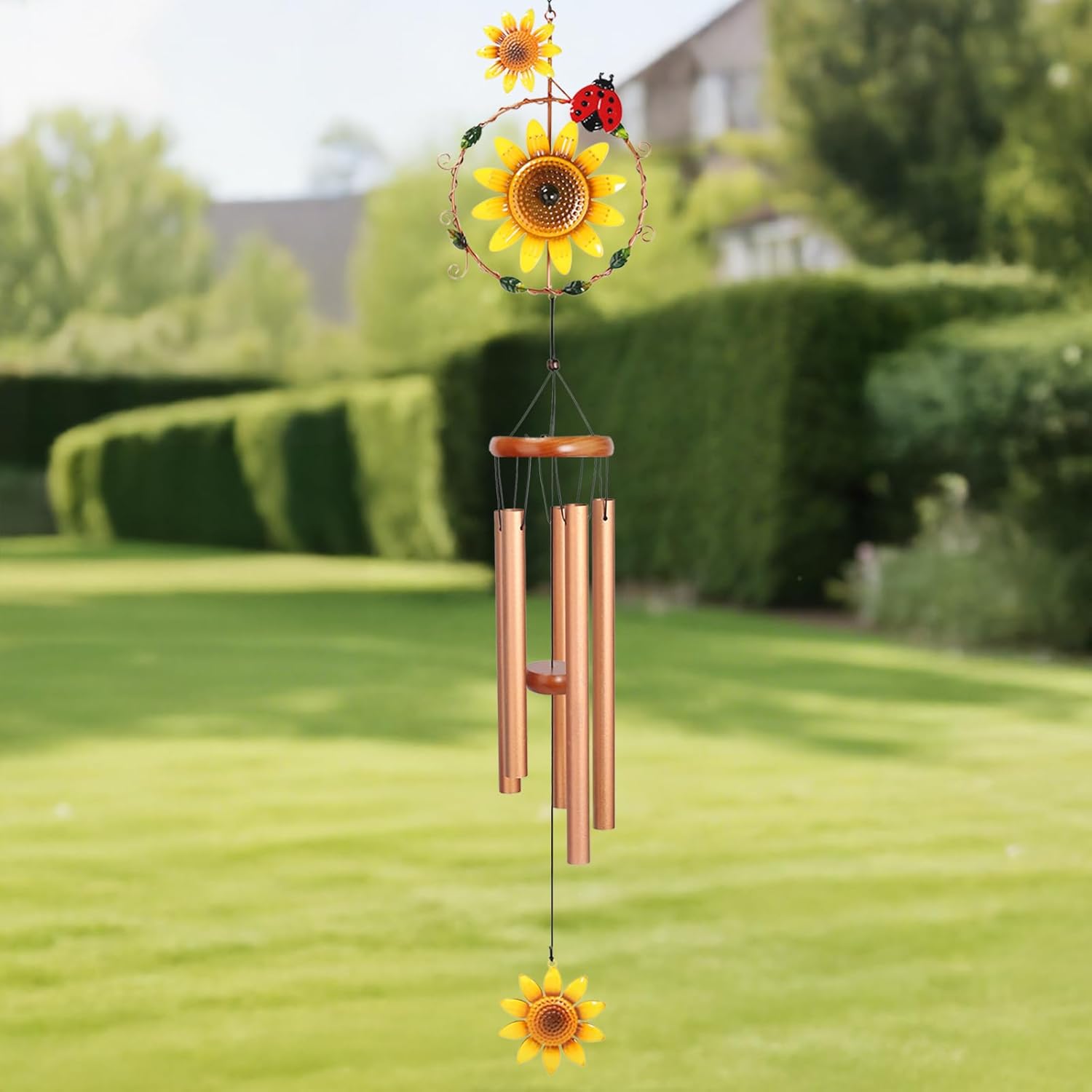 Sunflower Wind Chimes for Outside Metal Aluminum 46" Inches Wind Chime with Sunflower Outdoor Decor Large Unique Wind Chimes for Festivals/Birthday for Mom Dad Grandma Home Garden Patio Decor - Image 8