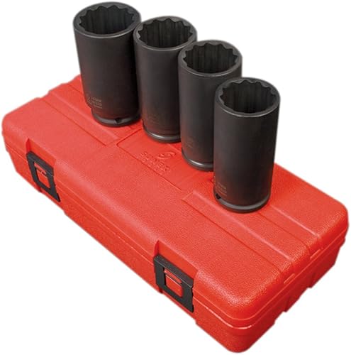 SUNEX TOOLS 2837 Juego de llaves de tuerca de eje asiáticas semidelgadas de 12 puntos