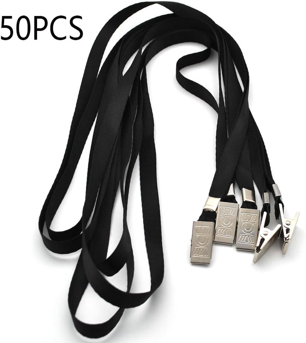 Beebel Black Lanyards, 50pcs 32 Inch Lanyard for ID Name Tag Badge Holders - Image 5