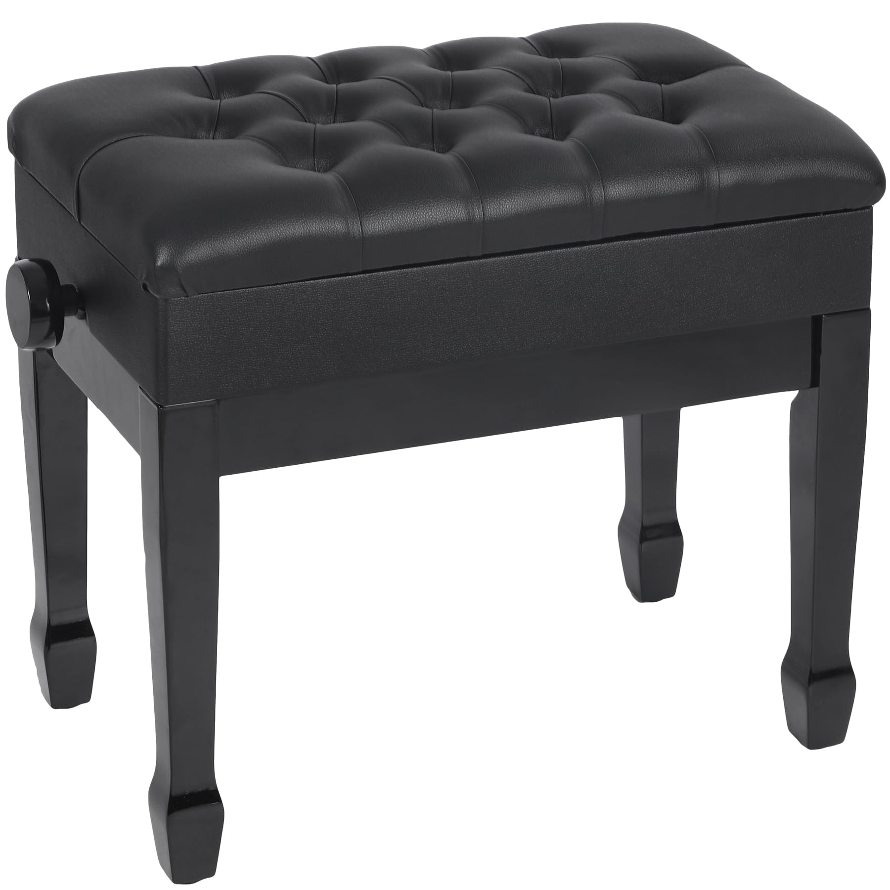 ALAPUR Adjustable Height Piano Bench with Storage, Heavy Duty Wooden Piano Stool Keyboard Bench with PU Leather Cushion, Black