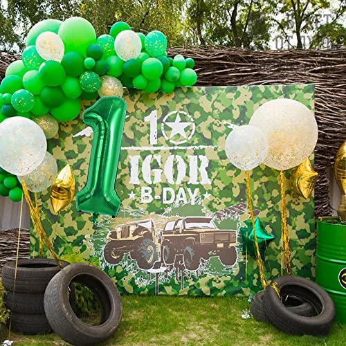 Image of TONIFUL 40 Inch Dark Green Large Numbers Balloon 0-9 Birthday Party Decorations,Foil Mylar Big Number 1 Balloon Digital 1 for Birthday Party,Wedding, Bridal Shower Engagement Photo Shoot, Anniversary