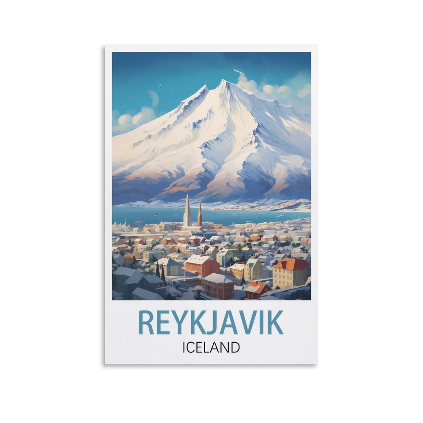 YNIEILUU Reykjavik Iceland Vintage Travel Posters 12x18inch(30x45cm) Canvas Art Posters Painting Pictures Wall Art Prints, Wall Decor for Bedroom