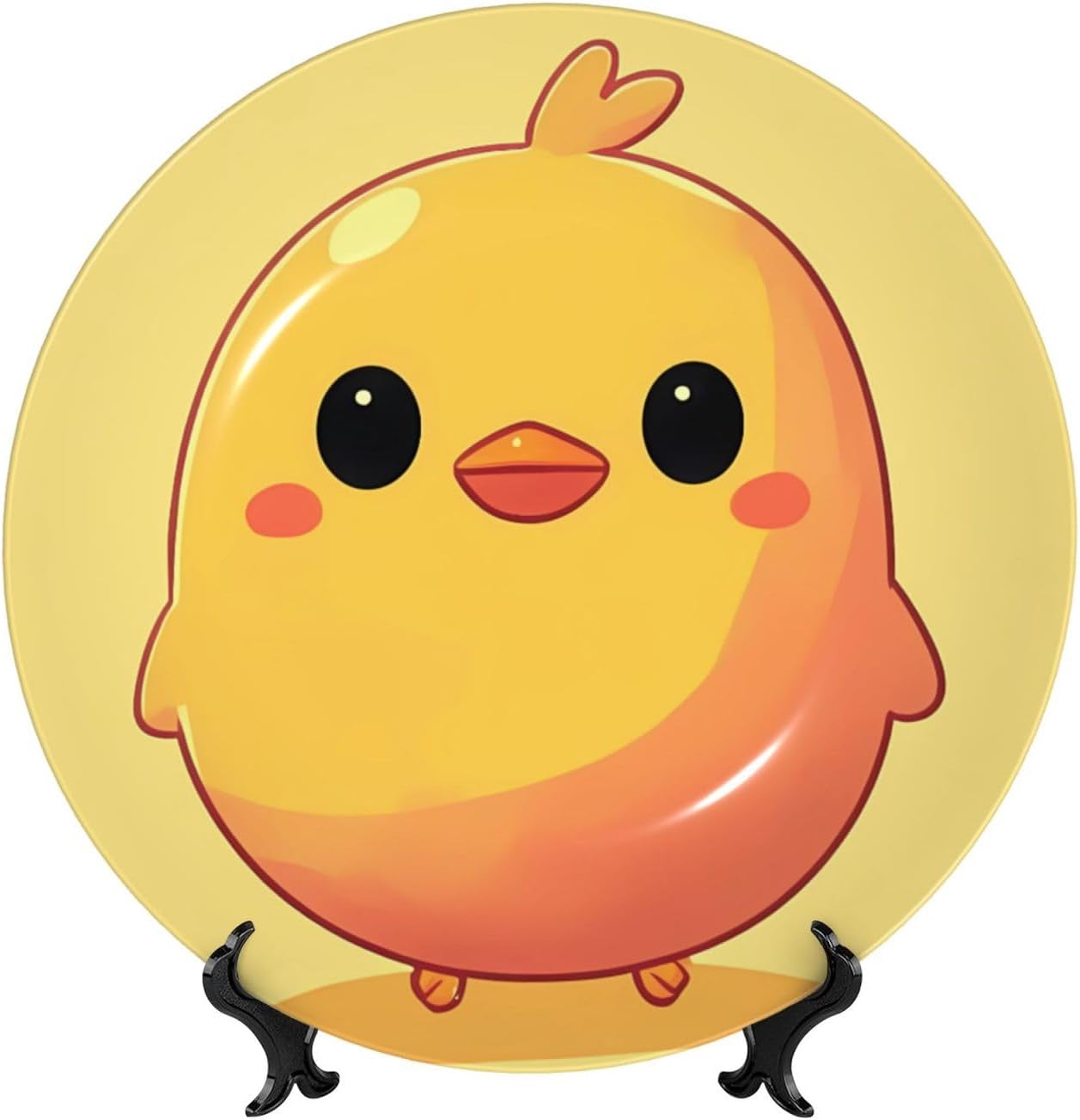 Yellow Chick Style Ceramic Plate Display Home Display With Stand Wall Hanging Plate For Home Decor 10 Inch