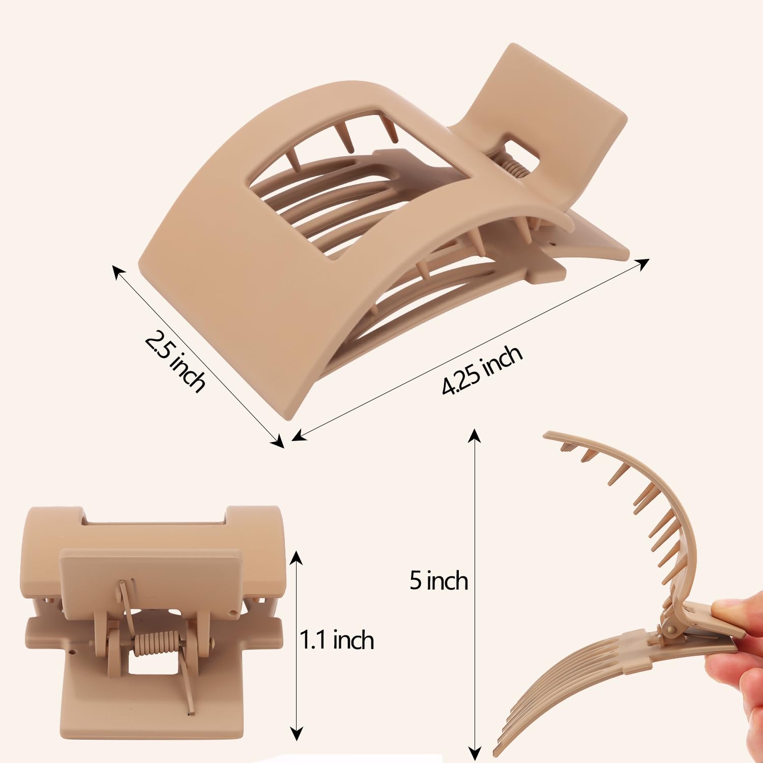 Velscrun Flat Hair Clips for Women Girls, Matte Lay Flat Claw Clips, Strong Hold Large Hair Clip for Thick or Thin Hair, French Duck Billed Hair Jaw Claw Clip, Non Slip Grip for Daily Styling Brown - Image 7