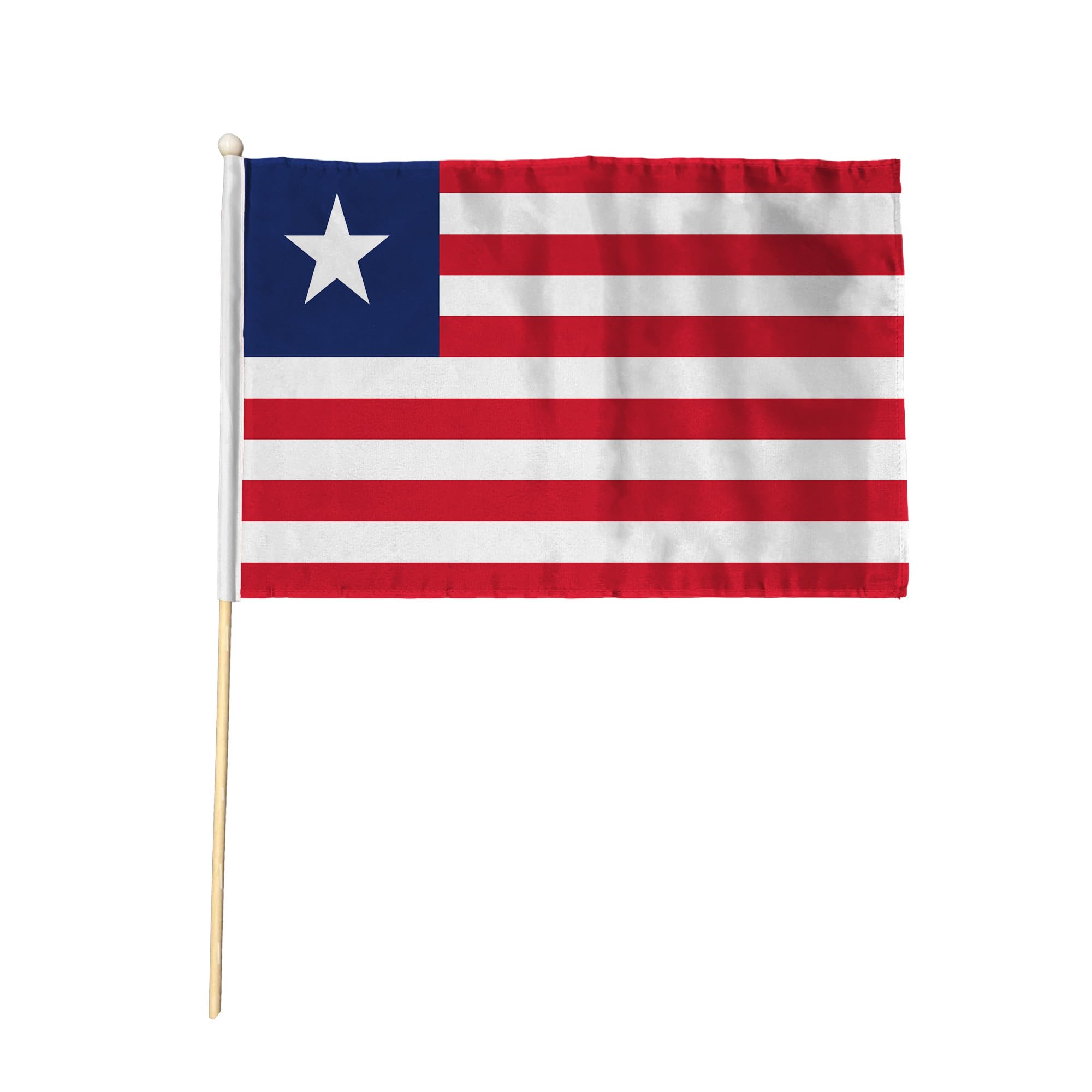Flagtex Liberia Pack of 6 Hand Waving Flag (9x6 Inch) - Premium Wooden Stick Hand Flag with Natural Wood Pole Liberian National Flag for Events Celebrations International Gatherings