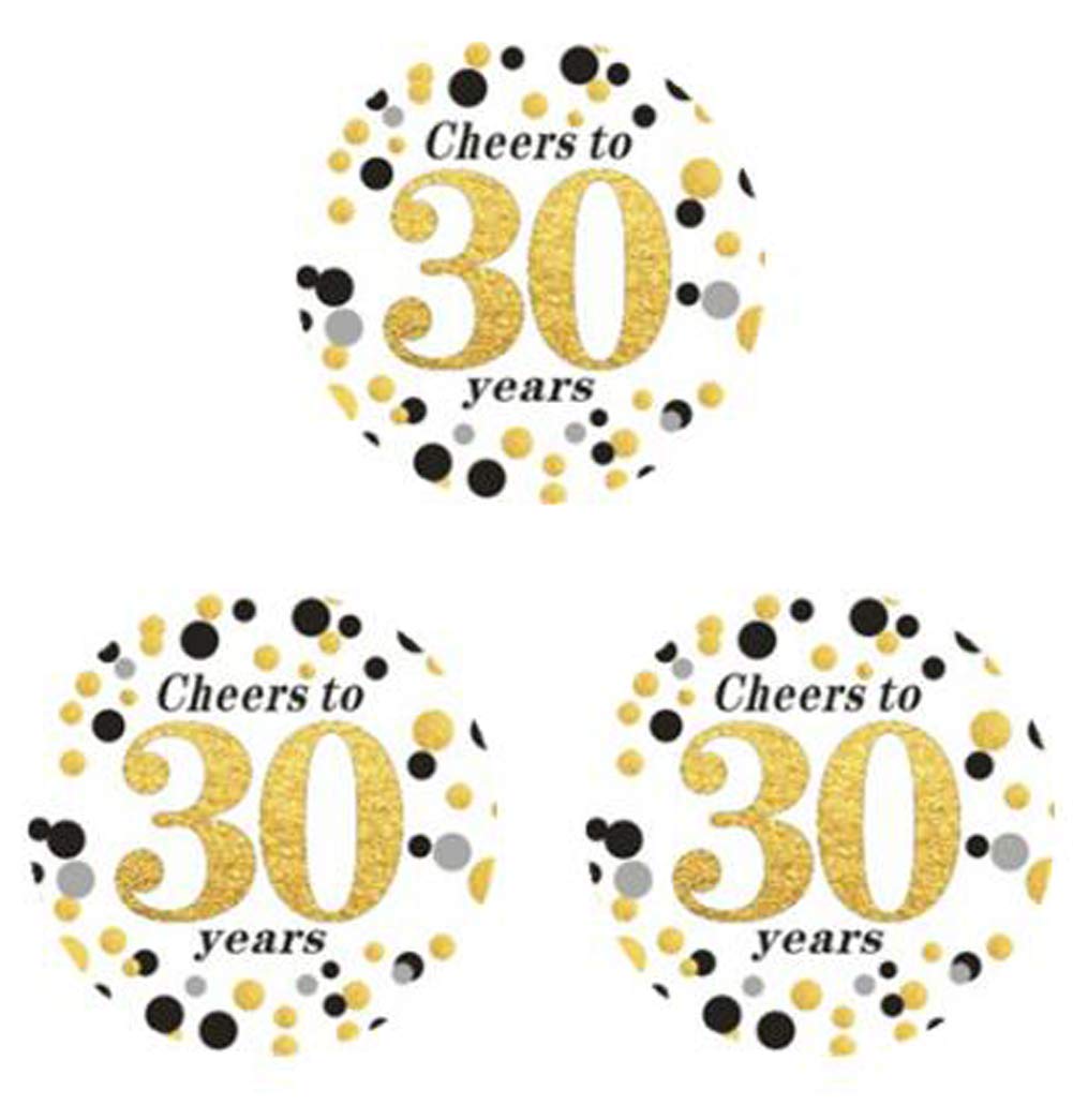 Nincrane 50 Count 2" Round Cheers to 30 Years - 30th Birthday Party Favor Stickers 30th Birthday or Anniversary Stickers