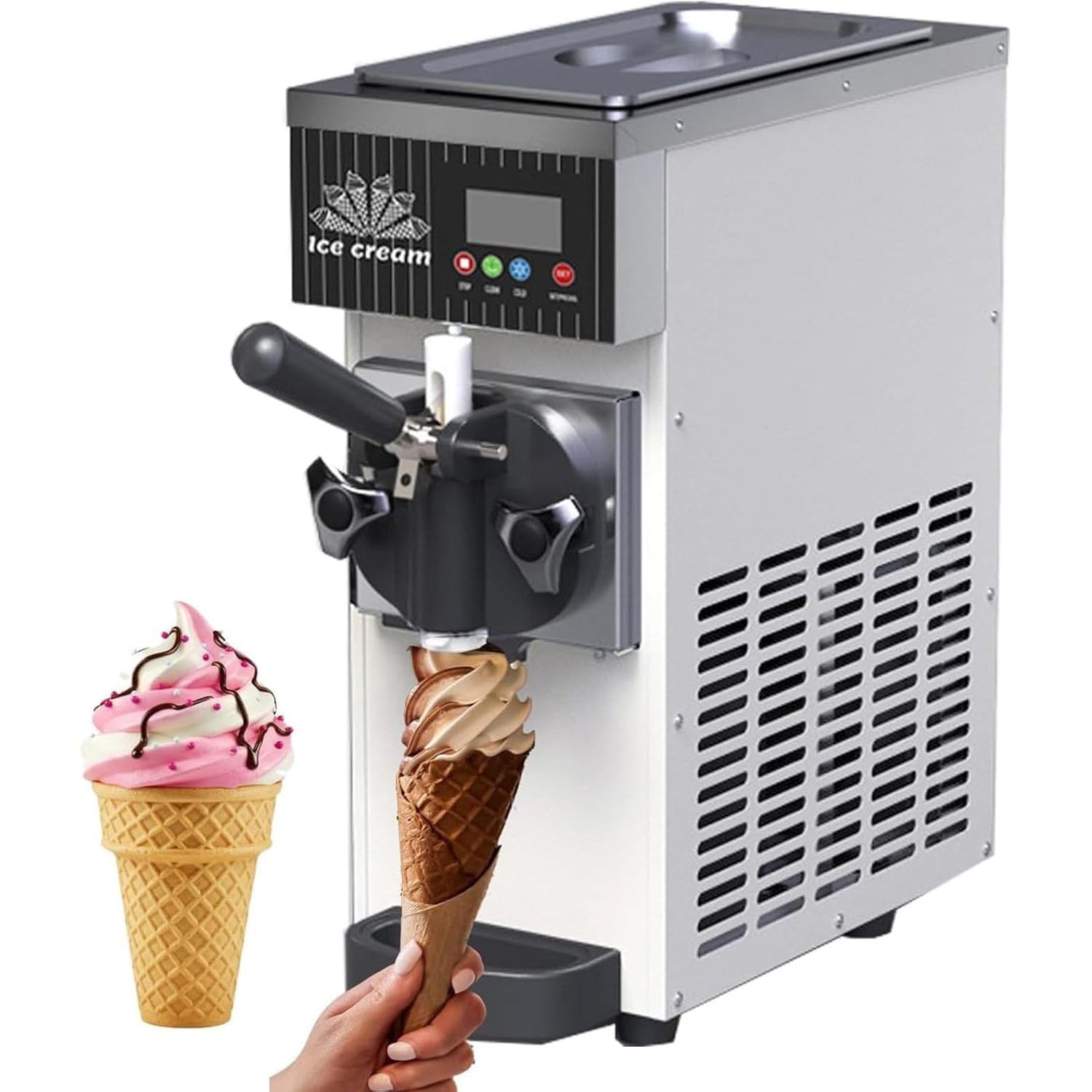 UofZc Automatic Ice Cream Machine, Electric Homemade Ice Cream Maker for Gelato, Sorbet, Frozens Yogurt, Easy Operation, Perfect for Home Kitchen & Family Use Cream