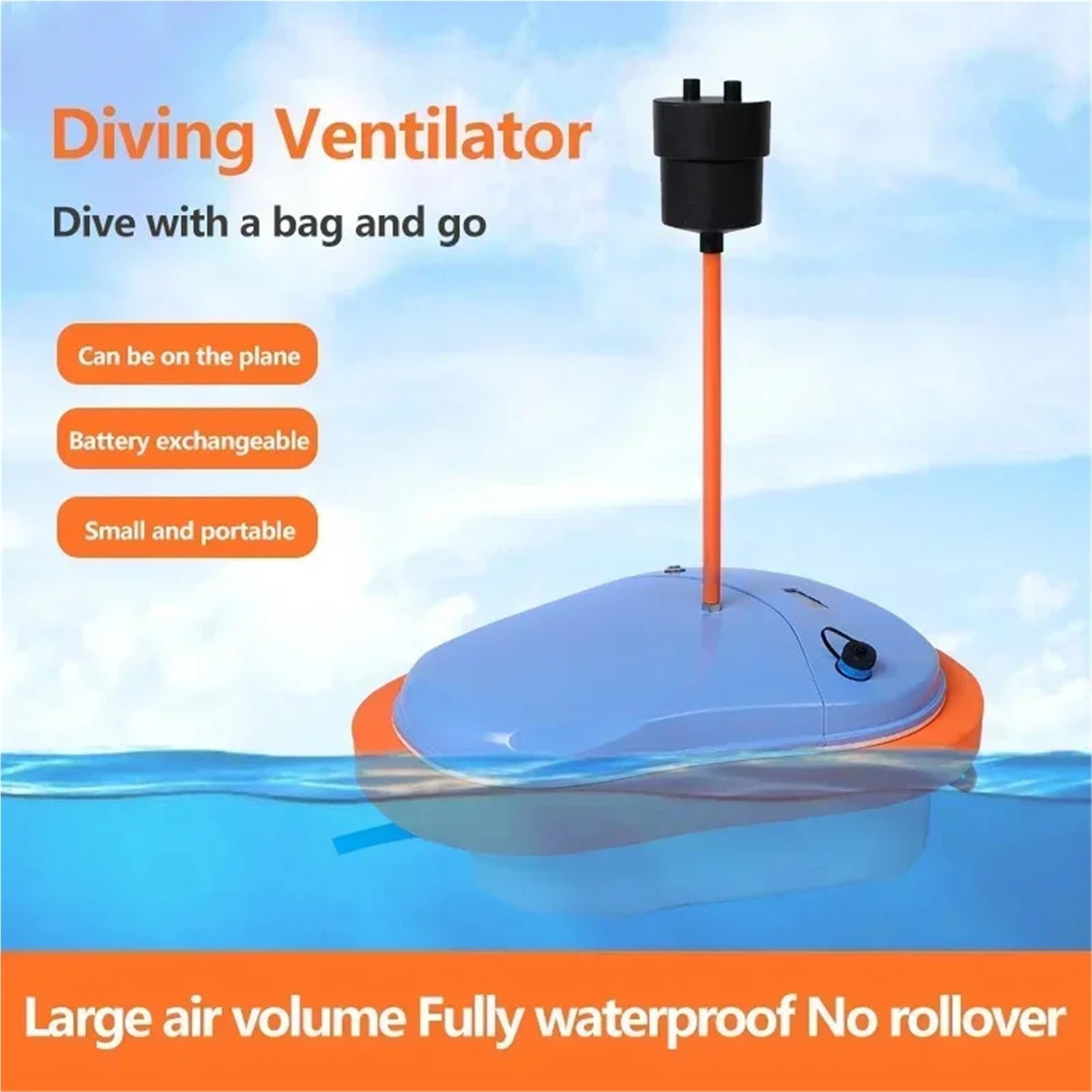 Maschera da snorkeling Maschera Attrezzatura per immersioni subacquee modello 2023, ventilatore mobile, senza serbatoio, impermeabile, portatile