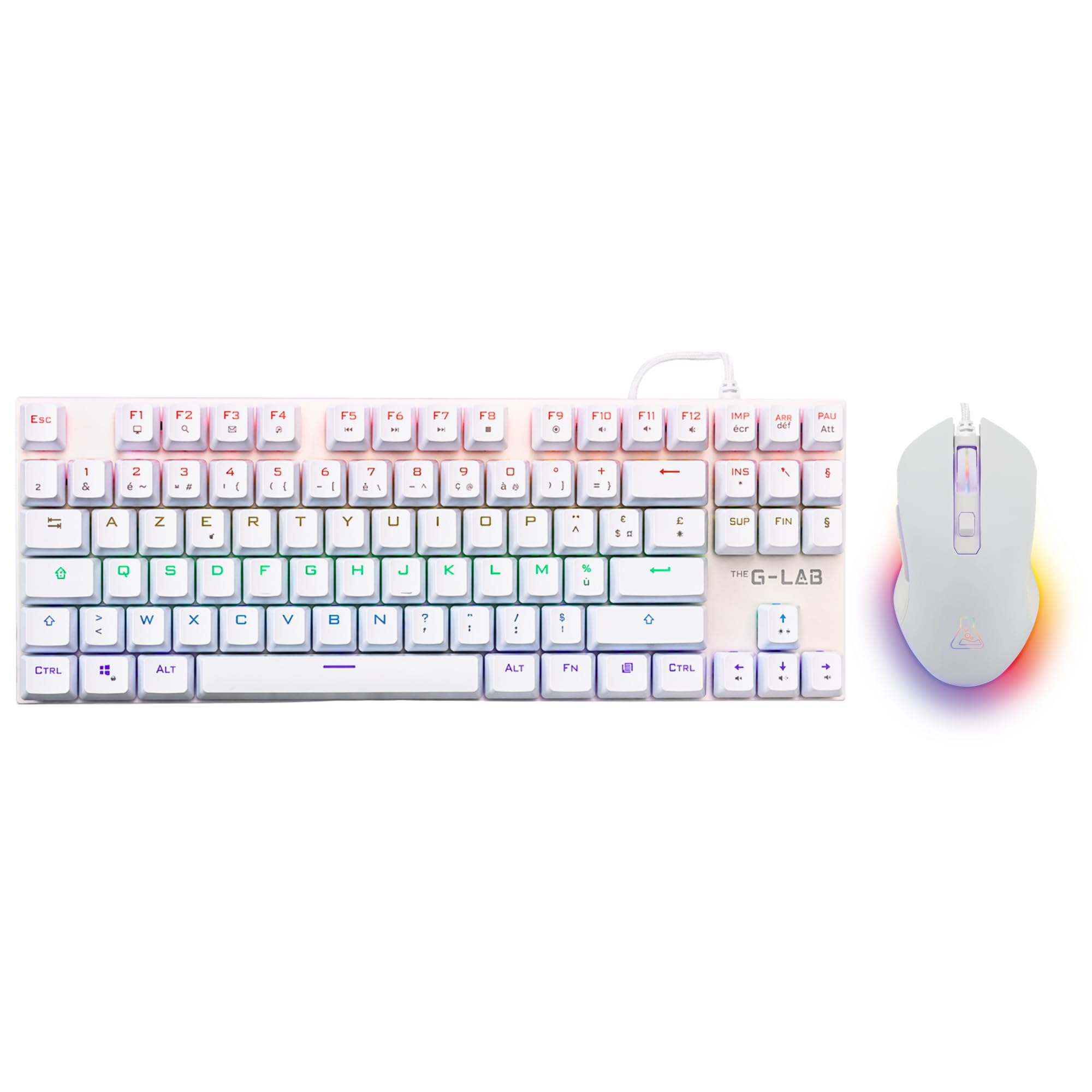 Tastiera Meccanica Da Gioco Combinata Tkl + Mouse - The G-Lab - Combo Mercury W - Bianca