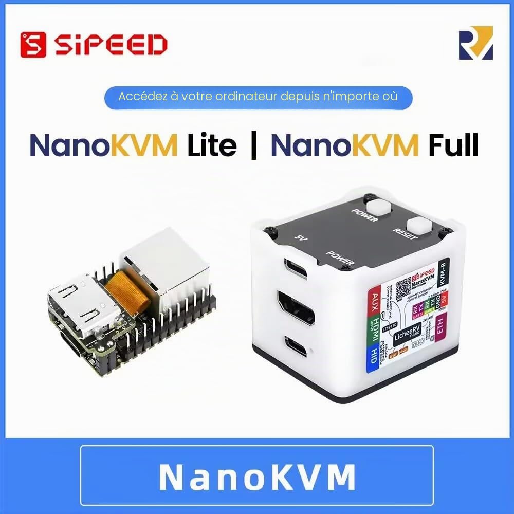 Sipeed NanoKVM IP-KVM Mini serveur de maintenance des opérations de contrôle à distance, 1TOPS NPU 1 GHz C906 RISC-V Linux, avec port réseau USB HDMI 100 m (NanoKVM Ensemble complet)