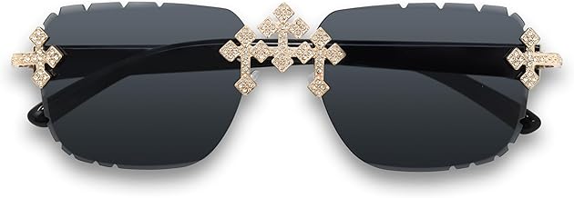 ICE STAR Triple Cross Iced-Out Sunglasses – Frameless Design Shades for Men & Women, Hip-Hop Fashion Eyewear
